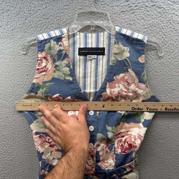 Vintage Karen Alexander 80’s Vest Floral Lace Up Back Casual Rare Preppy Size 12 - Picture 3 of 9